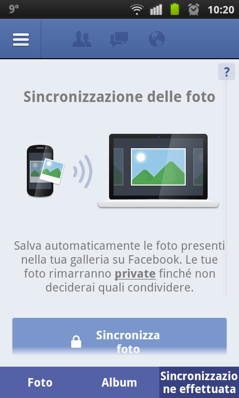 Facebook sincronizzare foto
