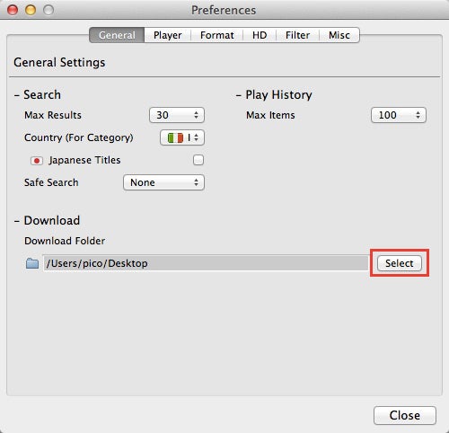Seleziona cartella di download di default