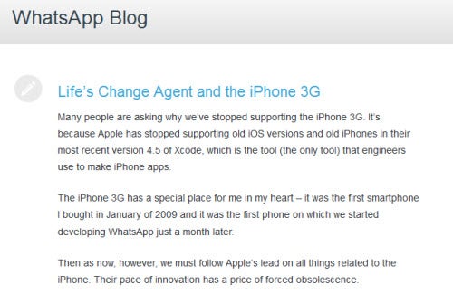 whatsapp non più supportato da iphone3g