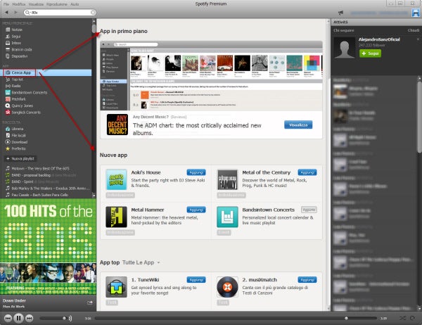 App Spotify - Overview pagina principale