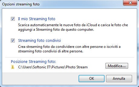 Opzioni streaming foto