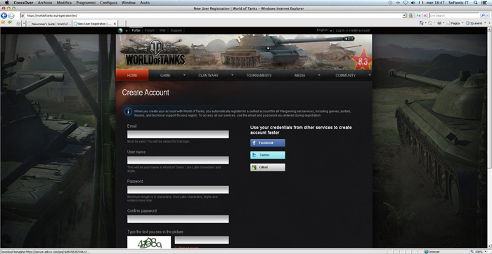 Crea account online