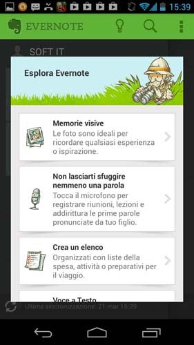 Evernote - Menu lampadina