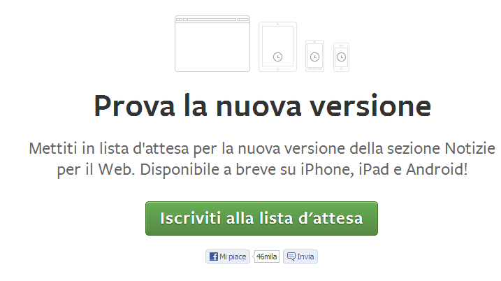 nuova sezione notizie facebook