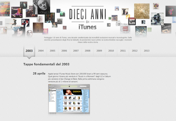 10 anni itunes store