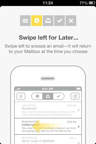 Swipe left for later