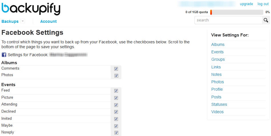 Backupify salvare le foto da facebook