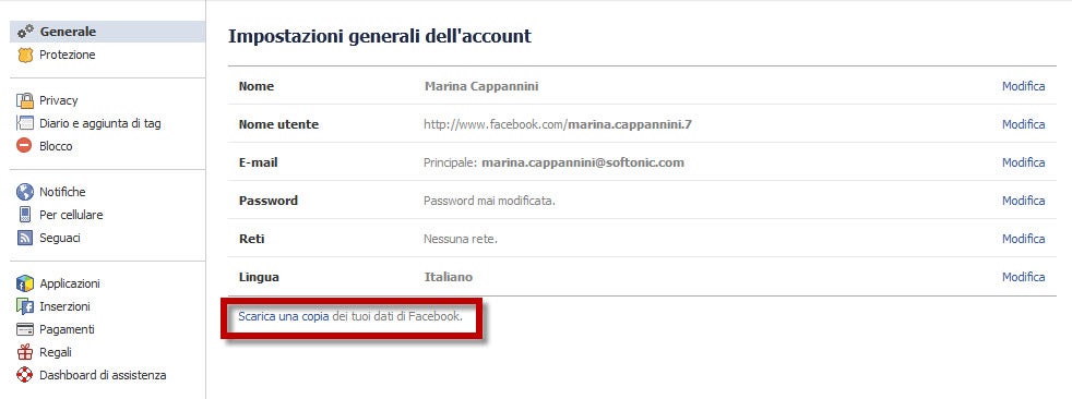 Scarica foto da Facebook