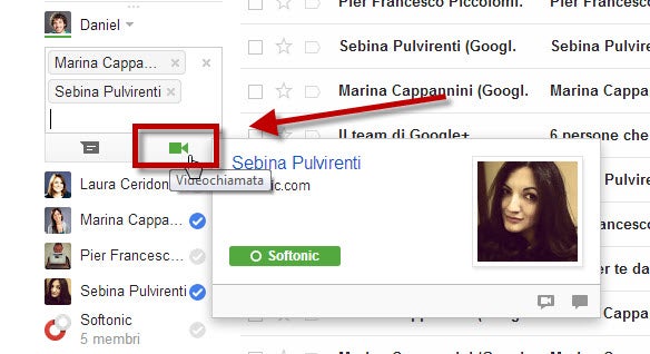 Inizia la videochiamata su Hangout