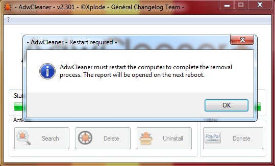 ADWCleaner restart