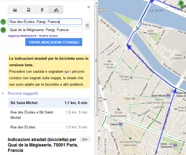 google maps ciclabile