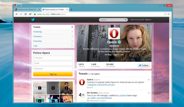 opera next interfaccia