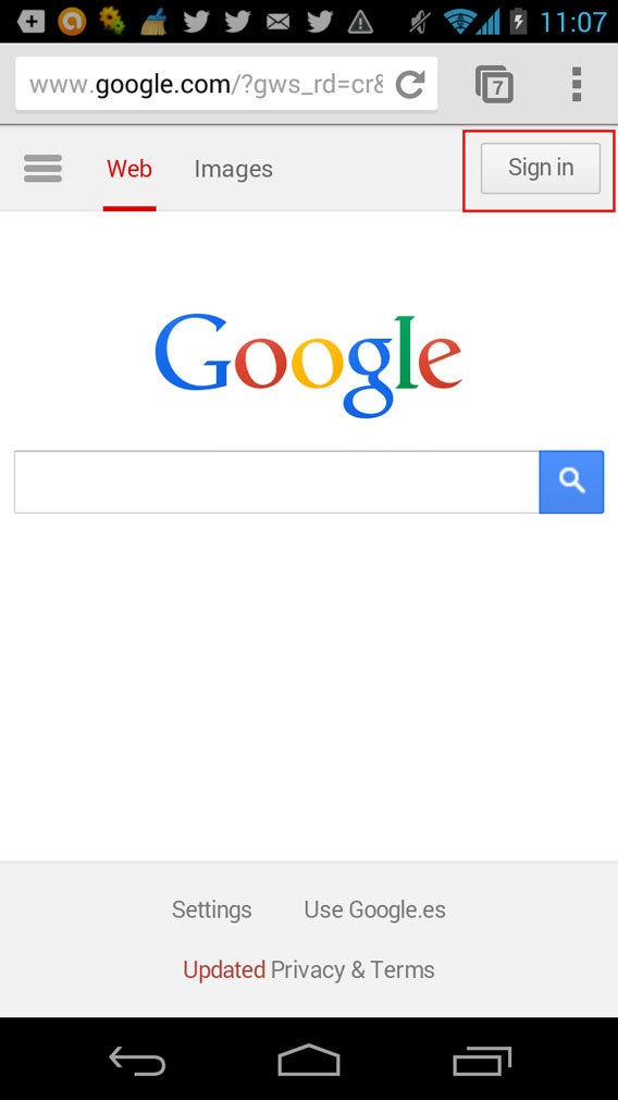 Chrome Android sign in