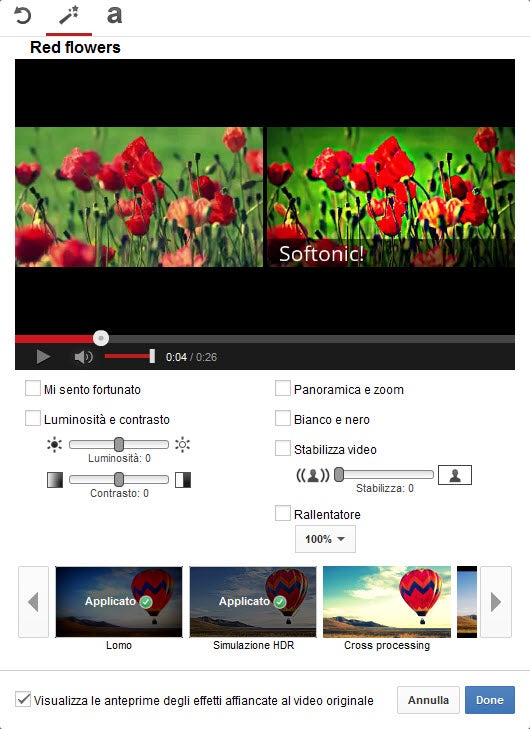 Preview originale e correzioni affiancate