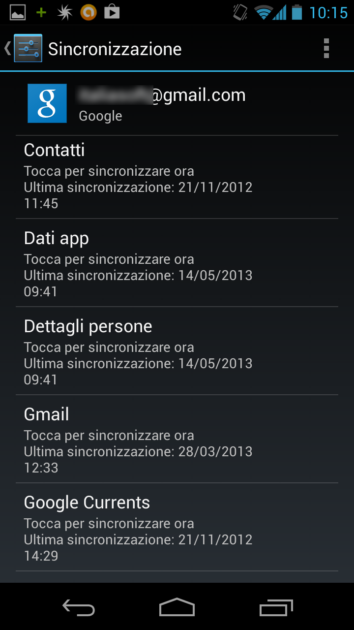 Sincronizzazione manuale agenda su altri cellulari