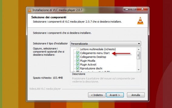 Aggiunta a menu Start