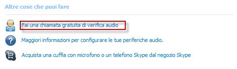 Fai una chiamata grauita e verifica l'audio