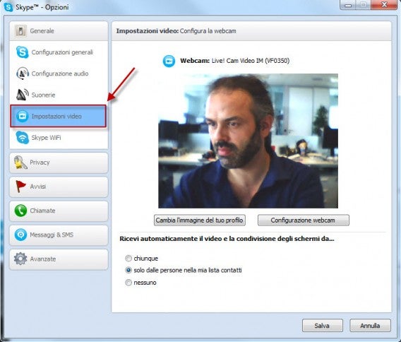 Impostazione video