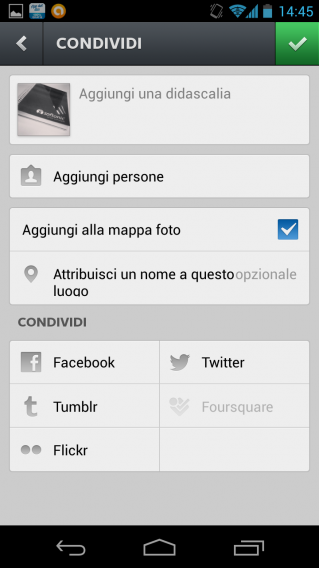 Instagram - Opzioni export