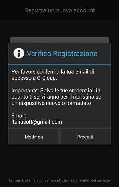 gcloud-verifica-registrazione