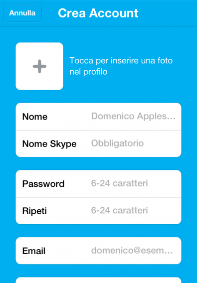 Riempi i campi