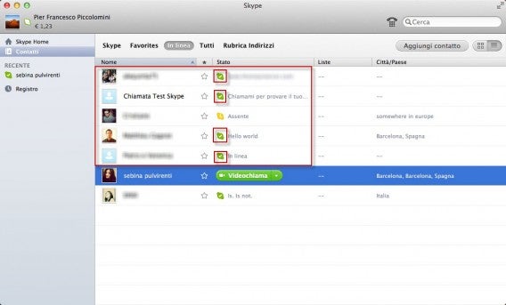 Mac - Contatti disponibili