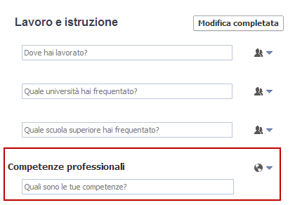 competenze professionali facebook