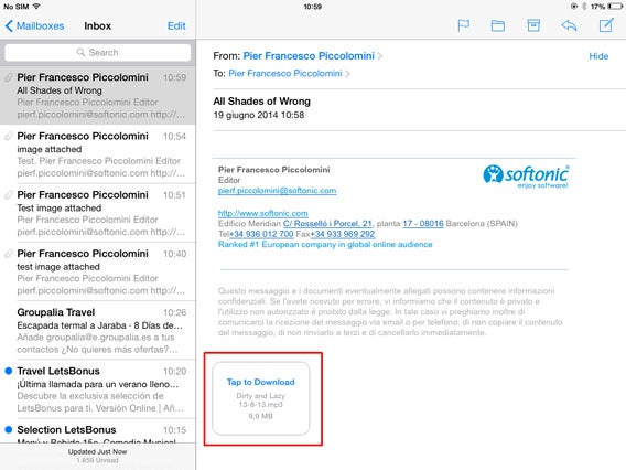 Mail - Icona allegato arrivato