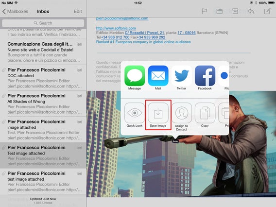 Mail -Save to camera roll