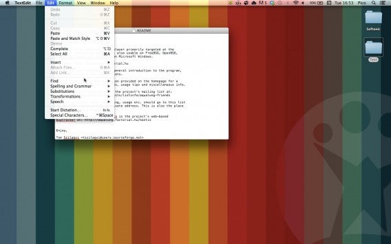 TextEdit - Menu Edit