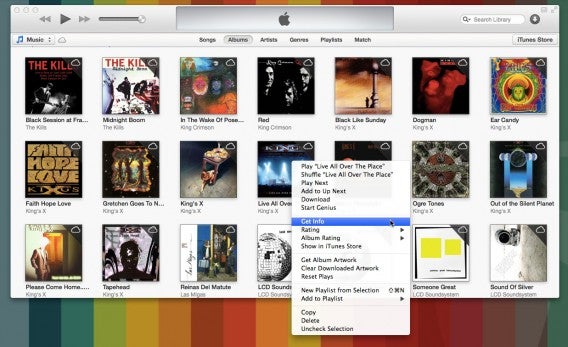 iTunes Match - Il menu contestuale