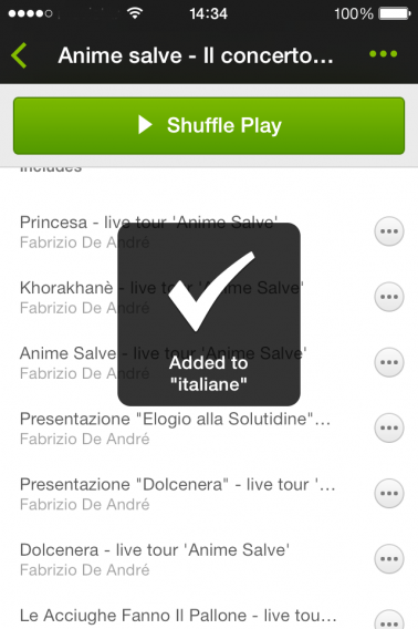 Aggiunto a playlist