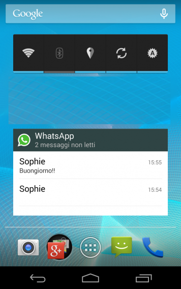 notifiche whatsapp homescreen