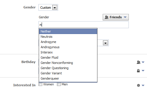 facebook gender
