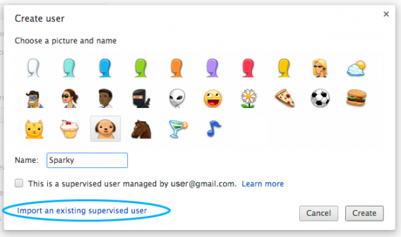 supervised users chrome