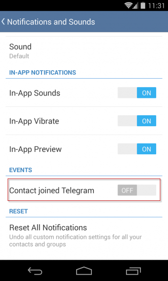 telegram android update
