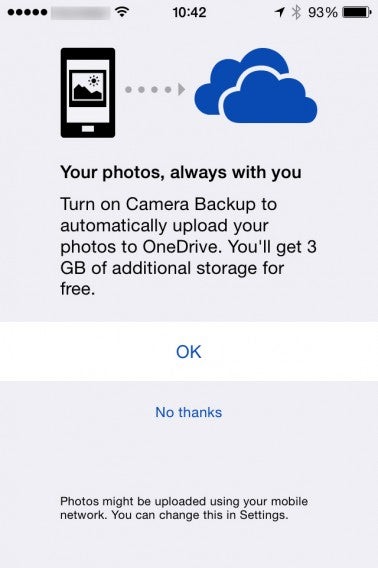 OneDrive turn on Camera Backup