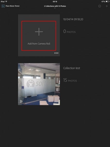 Add from camera roll button