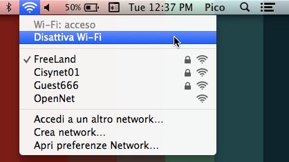 Disattiva wifi