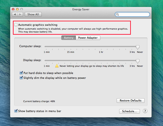 Mac graphic card auto switch