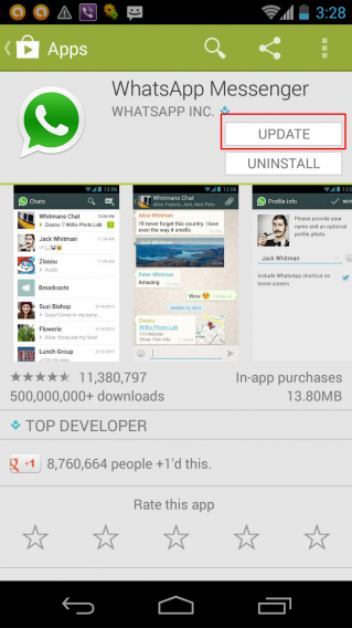 WhatsApp update Google Play WhatsApp update Google Play