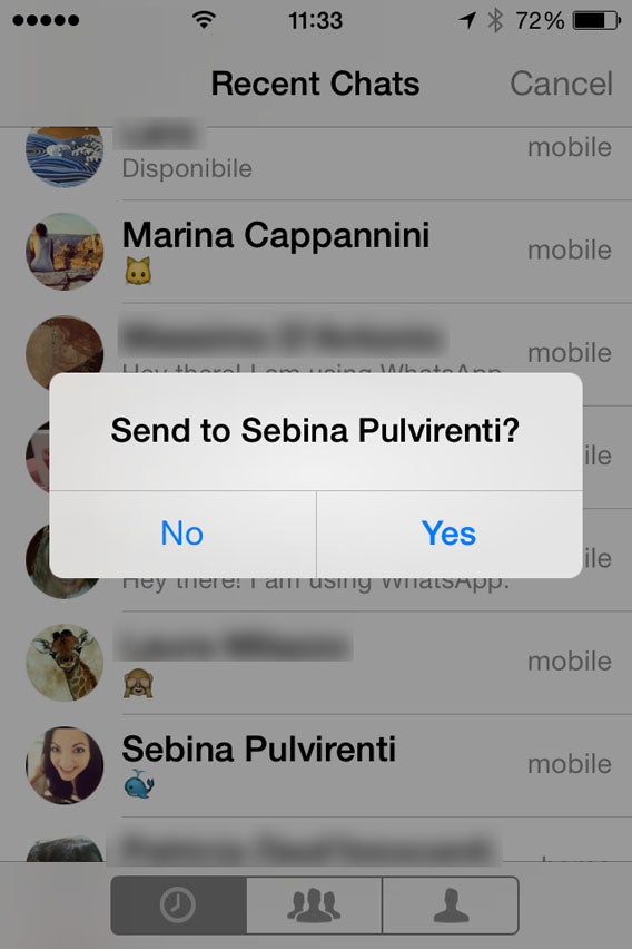 Conferma invio file a contatto