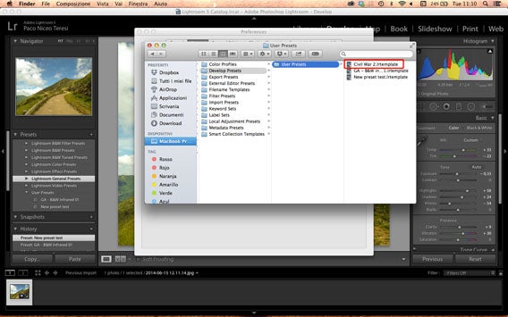 Incolla preset in Develop Presets folder 2