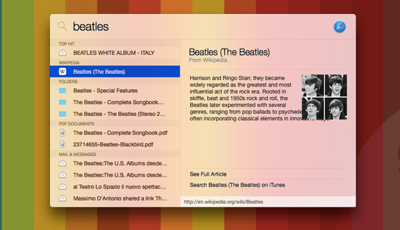 Spotligh con ricerca