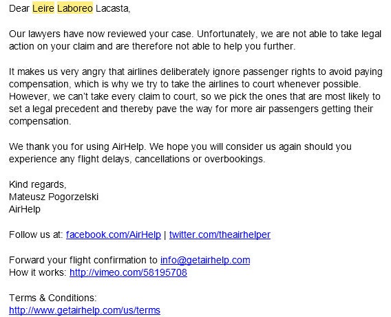 AirHelp - L'ultima email