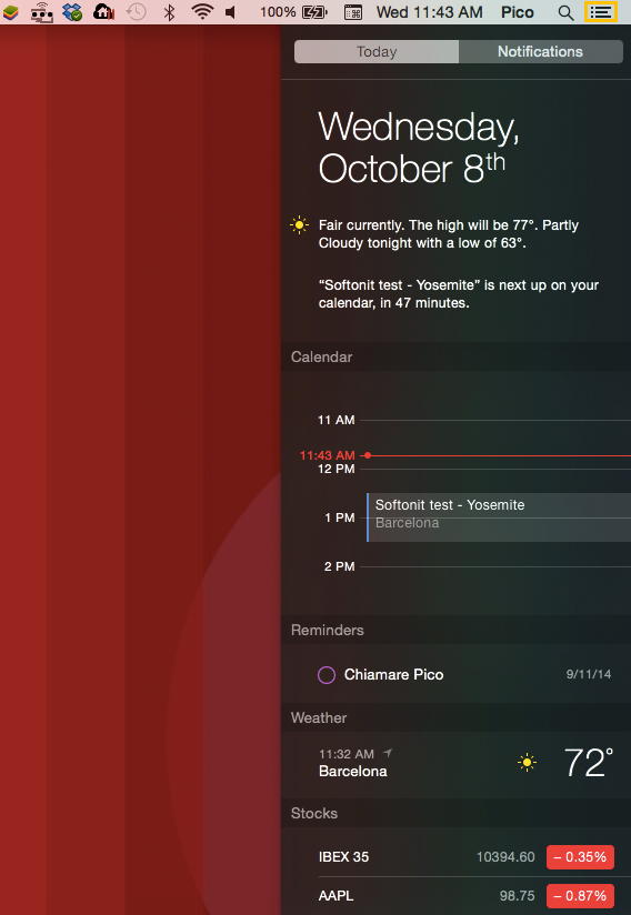 Centro notifiche overview