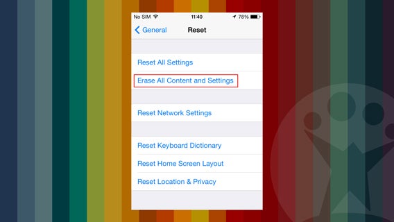 Erase all content and settings 2