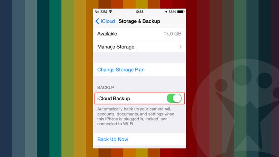 iCloud backup selettore 2