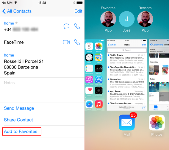 Add a contact to favorites