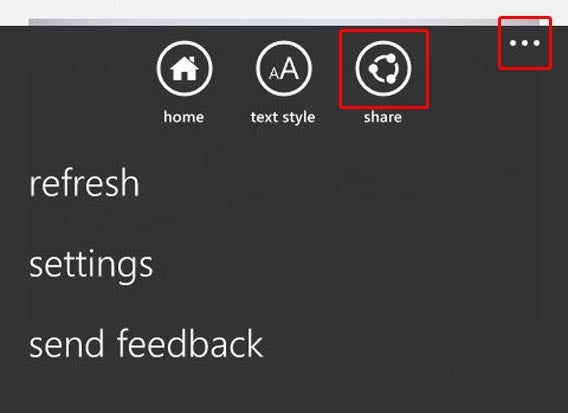 Share in Bing News app